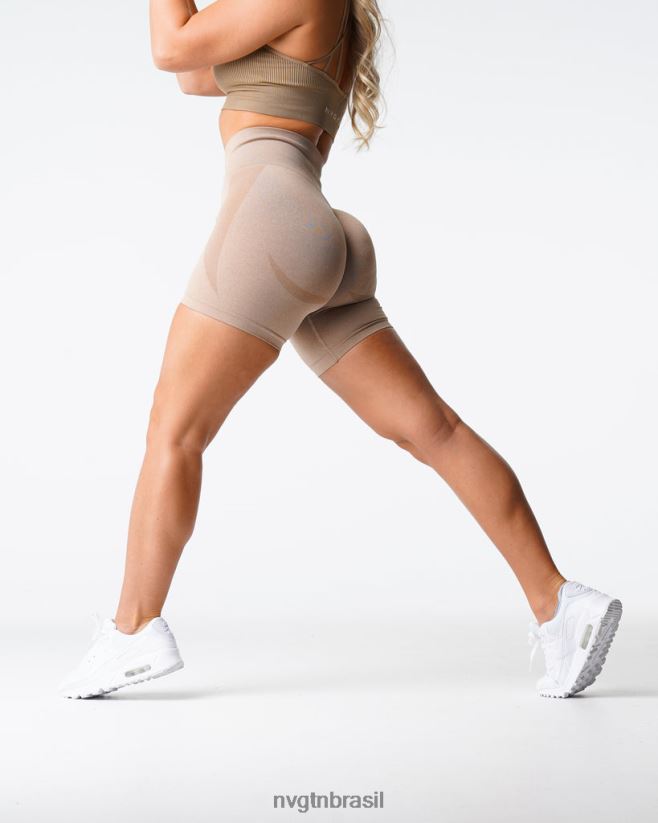NVGTN fitness mulheres shorts sem costura com contorno bege NNJ66L342