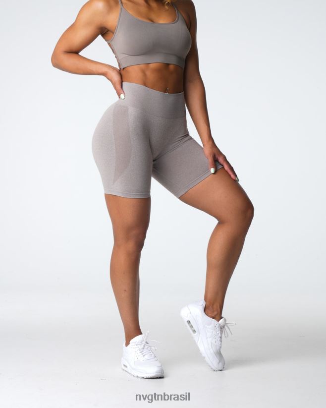 NVGTN fitness mulheres shorts sem costura com contorno cinza NNJ66L324