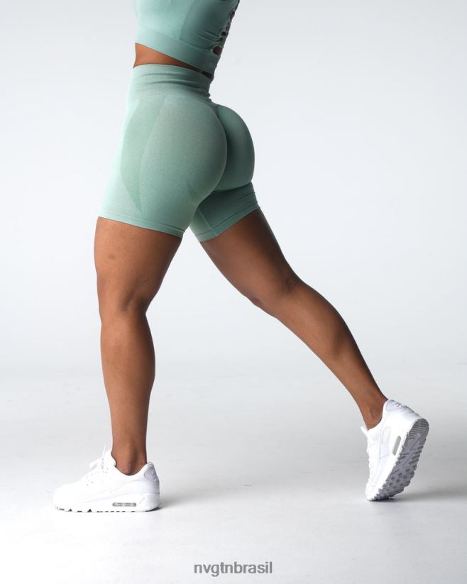 NVGTN fitness mulheres shorts sem costura com contorno verde sálvia NNJ66L339