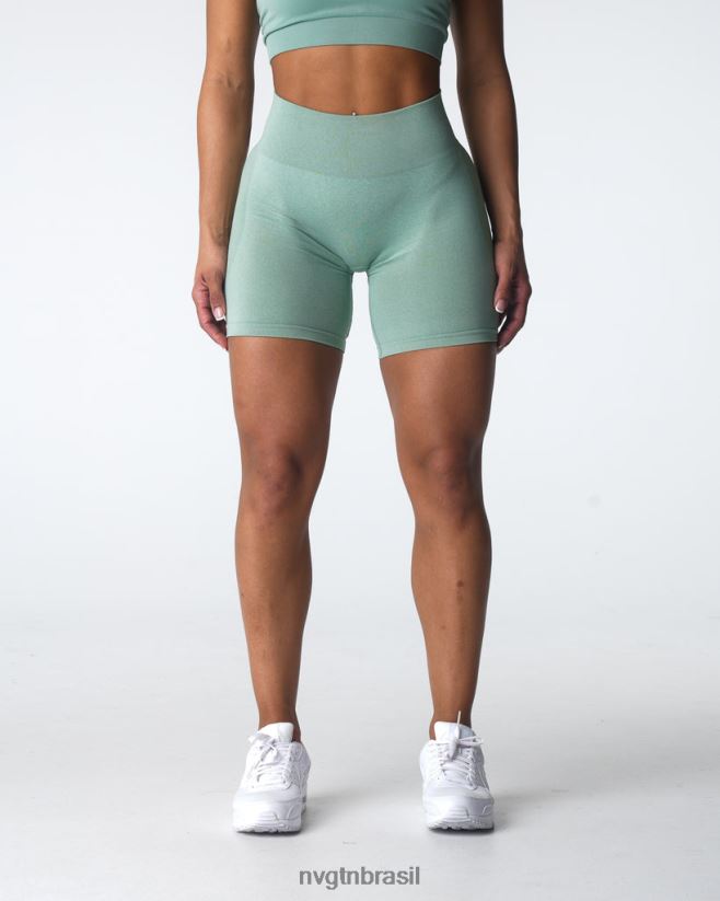 NVGTN fitness mulheres shorts sem costura com contorno verde sálvia NNJ66L339