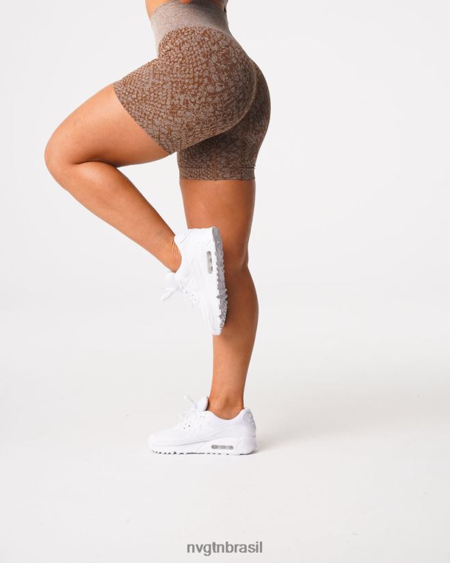 NVGTN fitness mulheres shorts sem costura de pele de cobra café NNJ66L475
