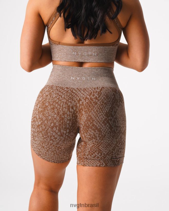 NVGTN fitness mulheres shorts sem costura de pele de cobra café NNJ66L475