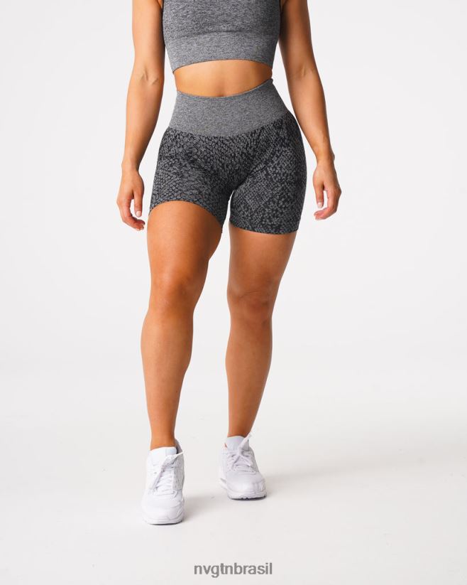 NVGTN fitness mulheres shorts sem costura de pele de cobra preto salpicado NNJ66L473