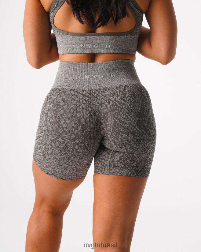 NVGTN fitness mulheres shorts sem costura de pele de cobra verde cáqui NNJ66L474