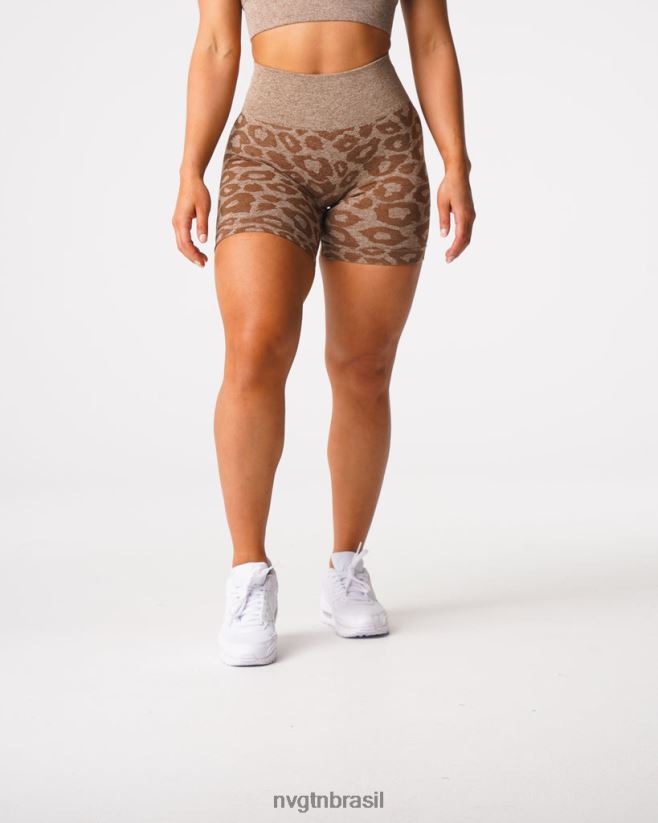 NVGTN fitness mulheres shorts sem costura leopardo café NNJ66L469