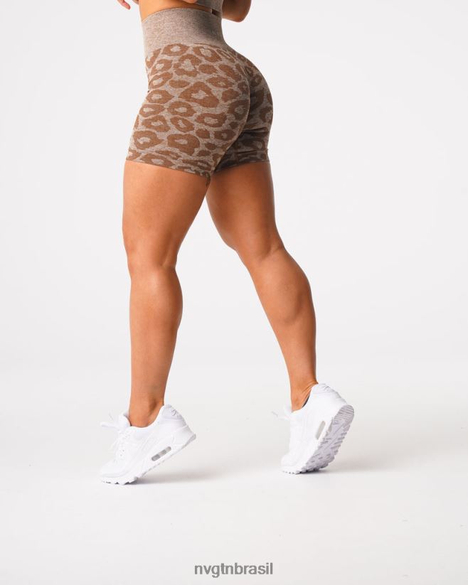 NVGTN fitness mulheres shorts sem costura leopardo café NNJ66L469