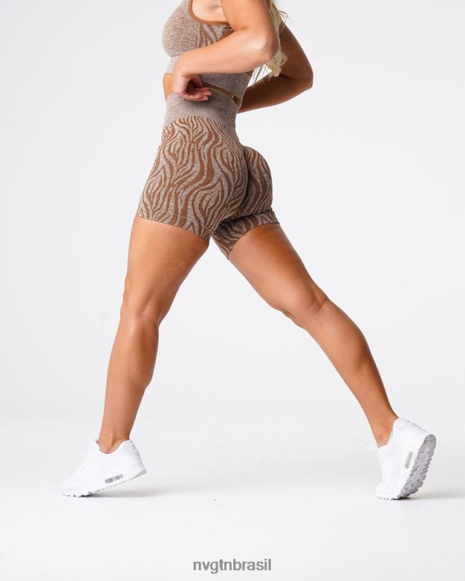 NVGTN fitness mulheres shorts zebra sem costura café NNJ66L472