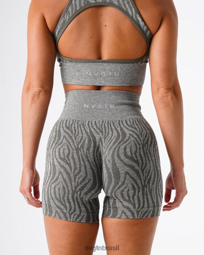 NVGTN fitness mulheres shorts zebra sem costura verde cáqui NNJ66L471