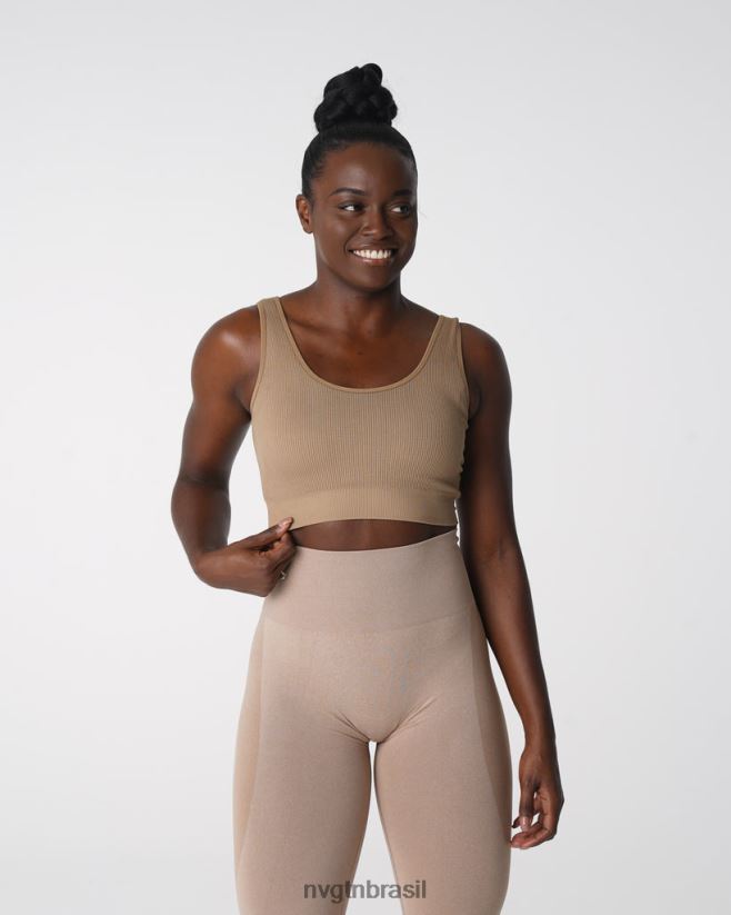 NVGTN fitness mulheres desejo sutiã sem costura com nervuras bege NNJ66L141