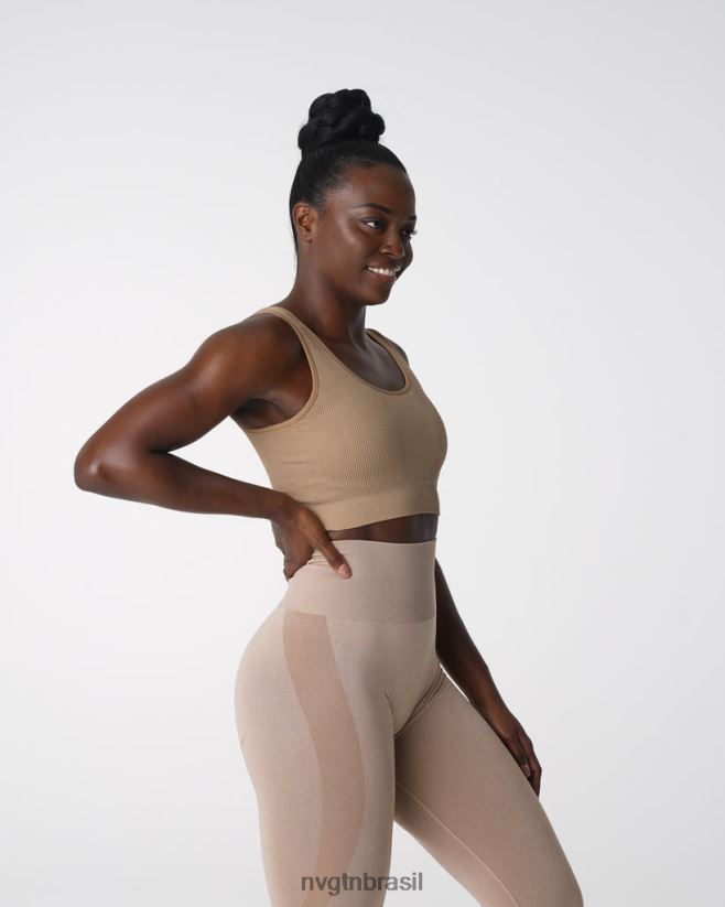 NVGTN fitness mulheres desejo sutiã sem costura com nervuras bege NNJ66L141