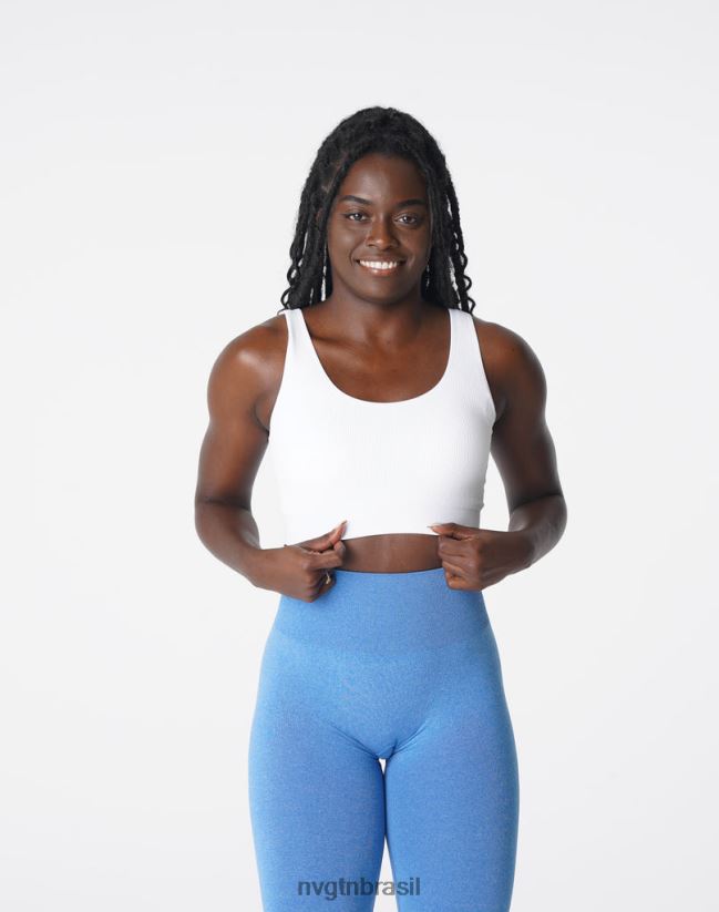 NVGTN fitness mulheres desejo sutiã sem costura com nervuras branco NNJ66L195