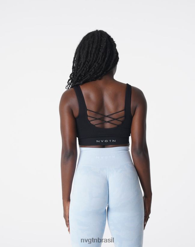 NVGTN fitness mulheres desejo sutiã sem costura com nervuras preto NNJ66L196