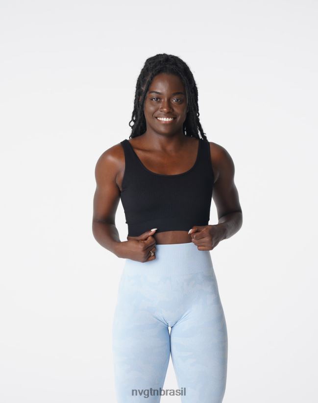 NVGTN fitness mulheres desejo sutiã sem costura com nervuras preto NNJ66L196