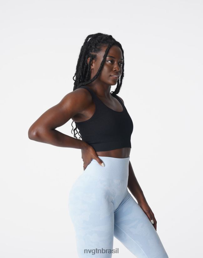 NVGTN fitness mulheres desejo sutiã sem costura com nervuras preto NNJ66L196