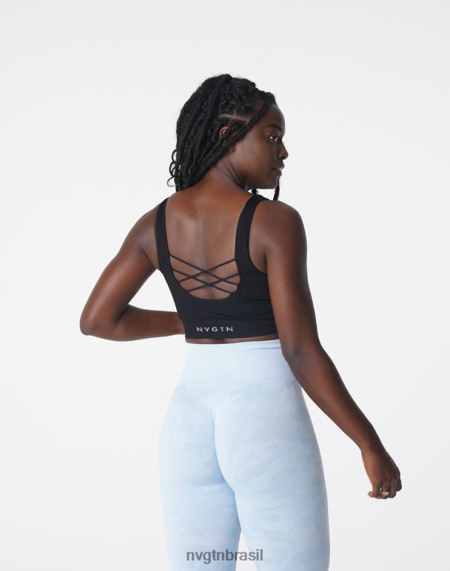 NVGTN fitness mulheres desejo sutiã sem costura com nervuras preto NNJ66L196
