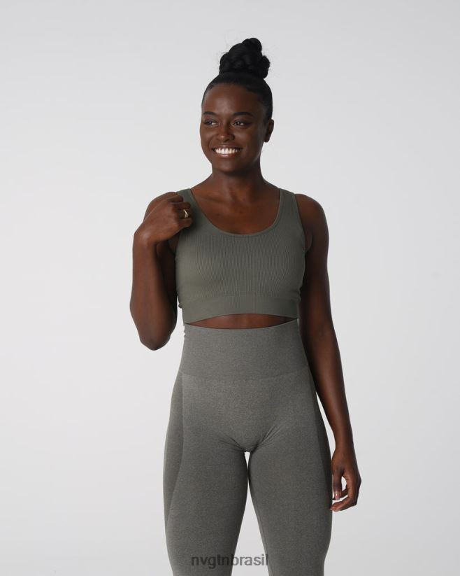 NVGTN fitness mulheres desejo sutiã sem costura com nervuras verde cáqui NNJ66L142