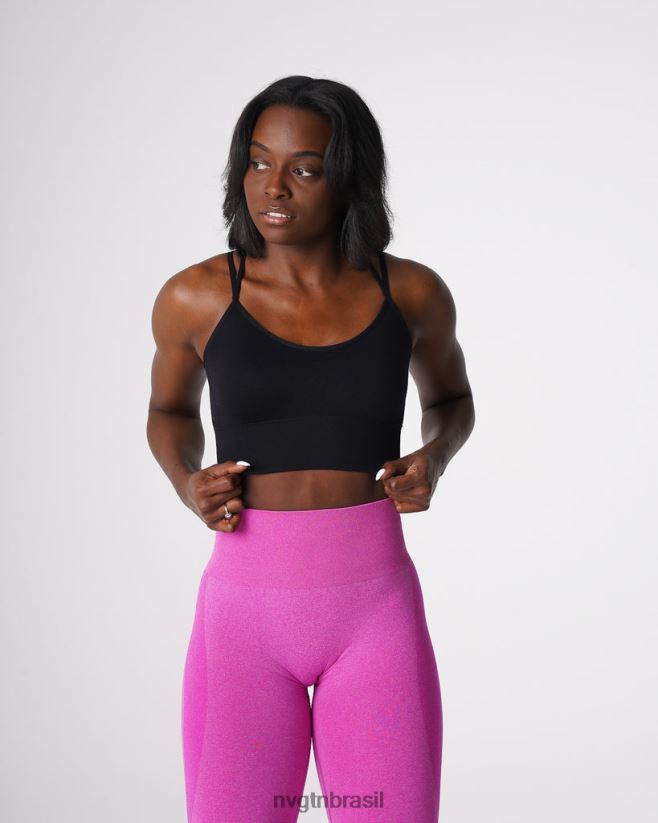 NVGTN fitness mulheres florescer sutiã sem costura preto NNJ66L162