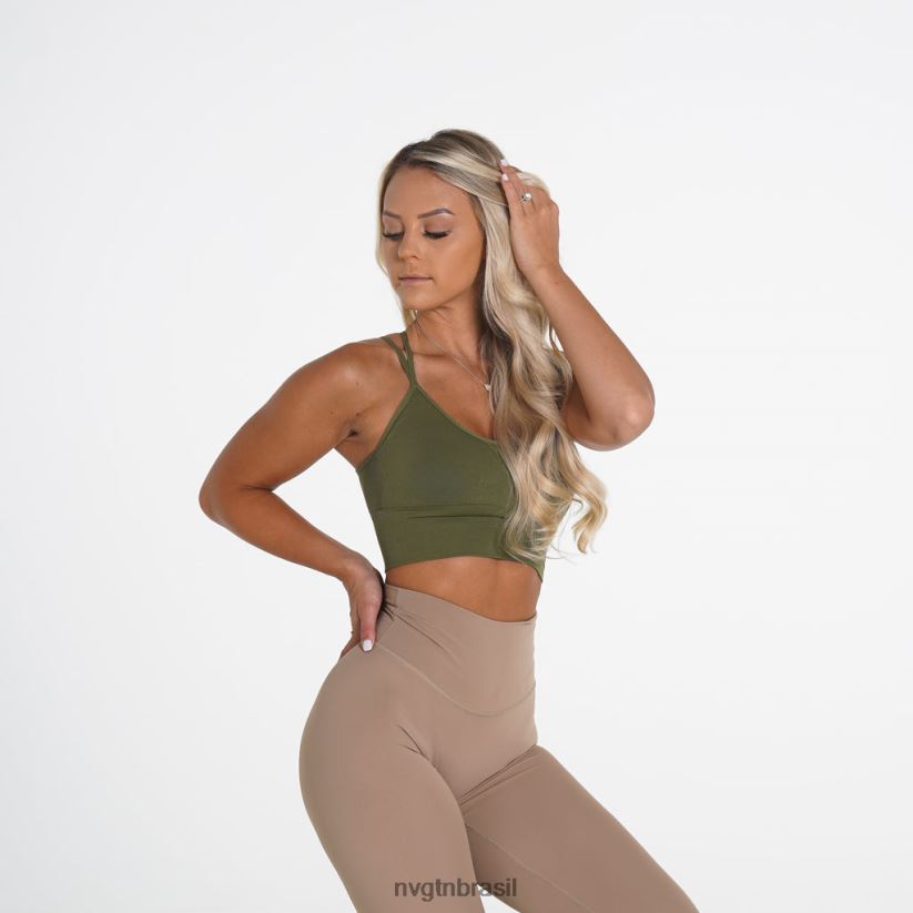 NVGTN fitness mulheres florescer sutiã sem costura verde cáqui NNJ66L240