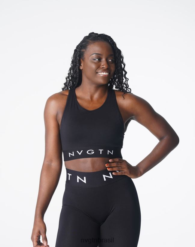 NVGTN fitness mulheres sutiã esportivo trilogia sem costura preto NNJ66L132