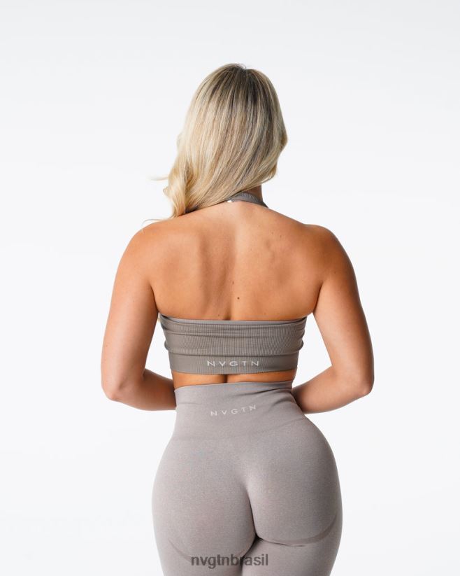 NVGTN fitness mulheres sutiã halter sem costura com nervuras ilimitadas cinza NNJ66L147