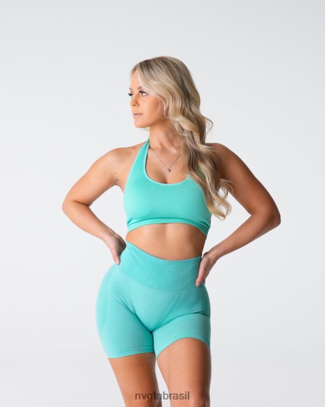 NVGTN fitness mulheres sutiã halter sem costura com nervuras ilimitadas hortelã NNJ66L117