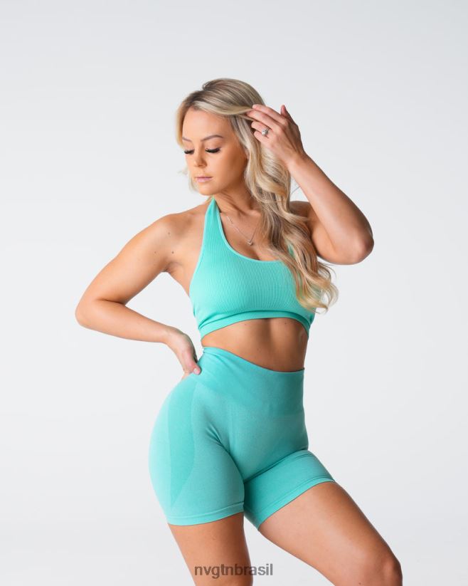 NVGTN fitness mulheres sutiã halter sem costura com nervuras ilimitadas hortelã NNJ66L117
