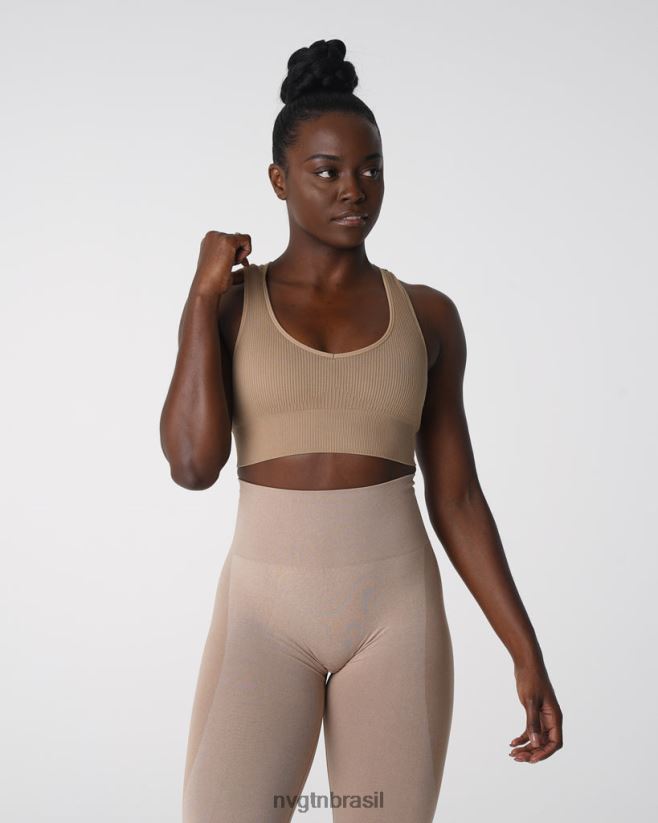 NVGTN fitness mulheres sutiã sem costura com nervuras galáxia bege NNJ66L160
