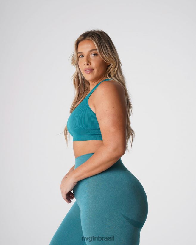 NVGTN fitness mulheres sutiã sem costura com nervuras galáxia cerceta NNJ66L65