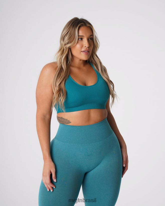 NVGTN fitness mulheres sutiã sem costura com nervuras galáxia cerceta NNJ66L65