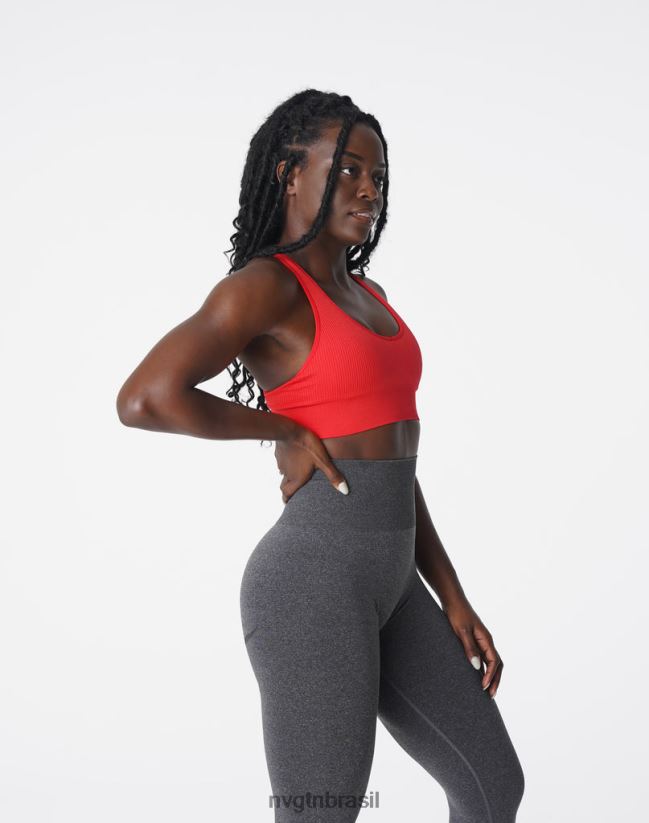NVGTN fitness mulheres sutiã sem costura com nervuras galáxia escarlate NNJ66L167