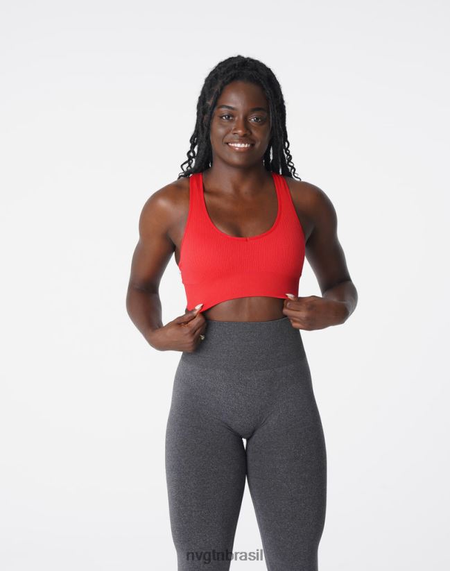 NVGTN fitness mulheres sutiã sem costura com nervuras galáxia escarlate NNJ66L167