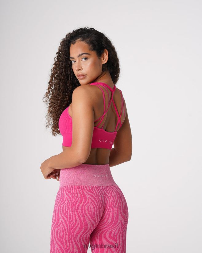 NVGTN fitness mulheres sutiã sem costura com nervuras galáxia fúcsia NNJ66L64