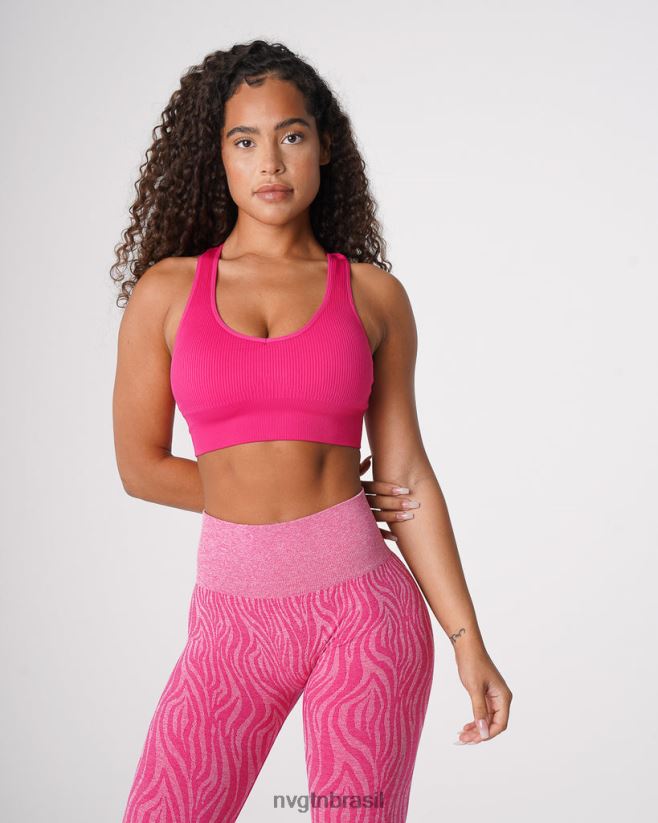 NVGTN fitness mulheres sutiã sem costura com nervuras galáxia fúcsia NNJ66L64