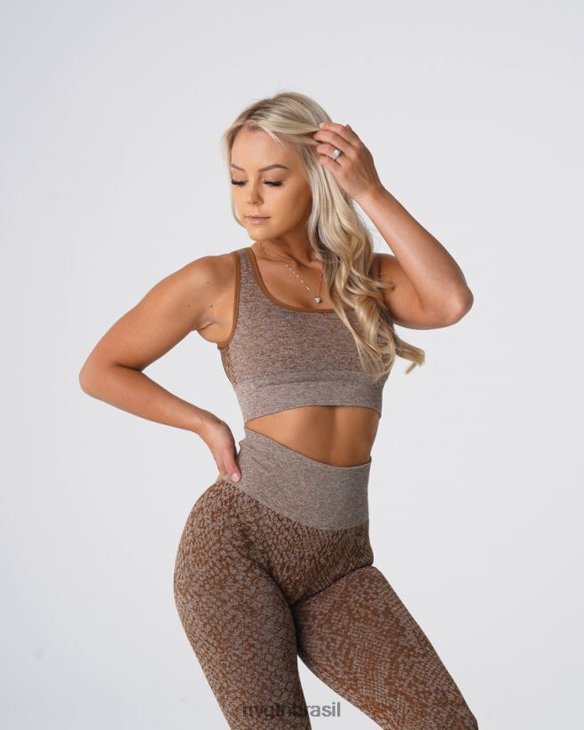NVGTN fitness mulheres sutiã sem costura eclipse de pele de cobra café NNJ66L218