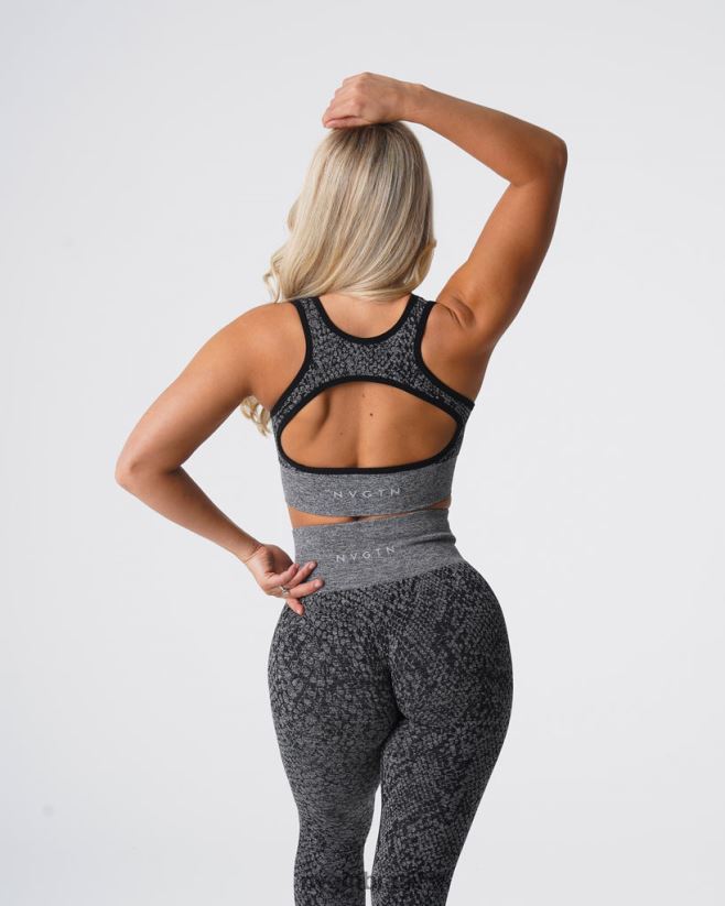 NVGTN fitness mulheres sutiã sem costura eclipse de pele de cobra preto salpicado NNJ66L215