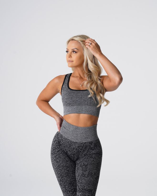 NVGTN fitness mulheres sutiã sem costura eclipse de pele de cobra preto salpicado NNJ66L215