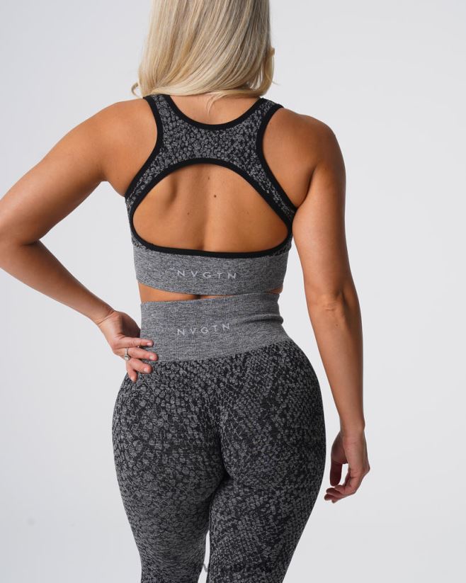 NVGTN fitness mulheres sutiã sem costura eclipse de pele de cobra preto salpicado NNJ66L215