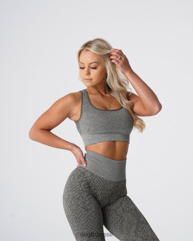 NVGTN fitness mulheres sutiã sem costura eclipse de pele de cobra verde cáqui NNJ66L221
