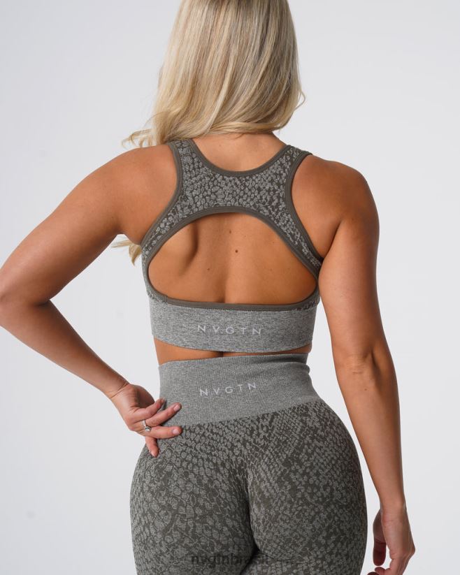 NVGTN fitness mulheres sutiã sem costura eclipse de pele de cobra verde cáqui NNJ66L221