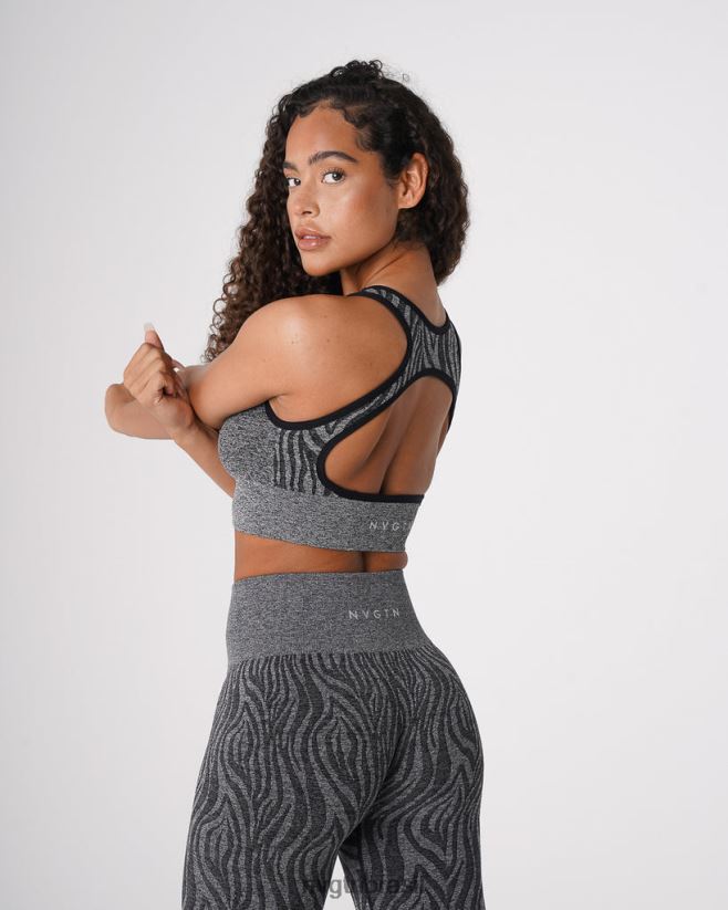 NVGTN fitness mulheres sutiã sem costura zebra eclipse preto salpicado NNJ66L214