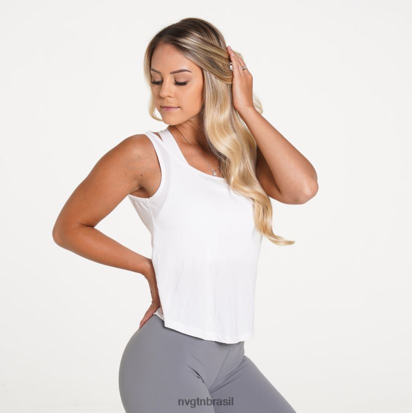 NVGTN fitness mulheres tanque de fluxo branco NNJ66L288