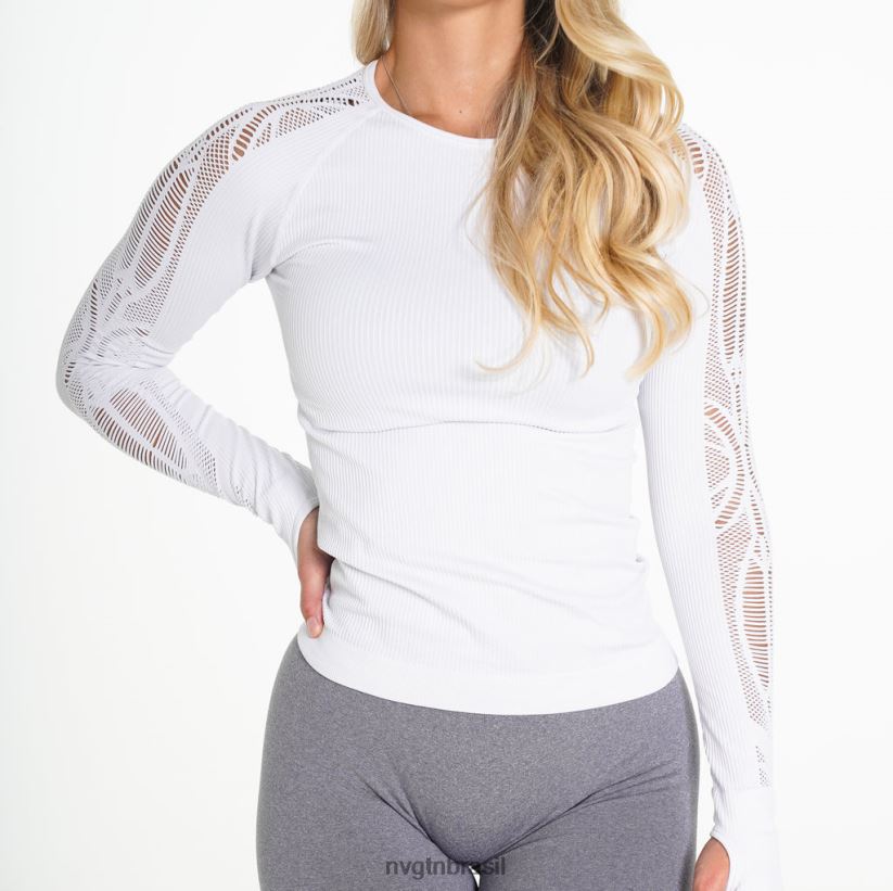NVGTN fitness mulheres top de manga comprida sem costura de henna branco NNJ66L291